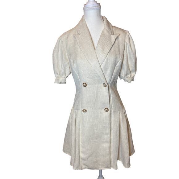 Shein | Cream Fit and Flare Double Breasted Button Front Dress | 6 - Picture 1 of 13